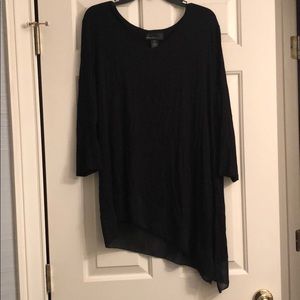 Lane Bryant long sleeve angled hem black tunic top